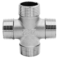 Aciers inoxydables 304 316 Raccords de tuyauterie à mamelon à quatre voies mâles Push to Connect Water Pipe Connector Cross Pipe Fitting