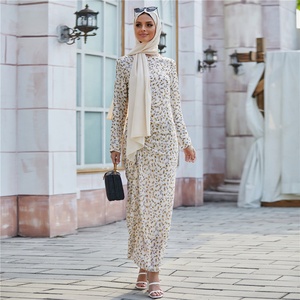 MANNI abito da <span class=keywords><strong>Hijab</strong></span> increspato da donna Maxi Chiffon floreale musulmano Dubai <span class=keywords><strong>turchia</strong></span> abiti islamici arabi - Product Image 3