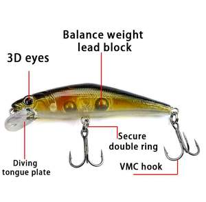 Leurre dur TAKEDO OEM 6CM 6G Minnow coulant avec billes sonores en tungstène, leurre <span class=keywords><strong>de</strong></span> pêche pour gros poissons à longue portée avec <span class=keywords><strong>VMC</strong></span> 10 #   Hameçon pour eau salée - Product Image 6