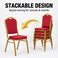 Chaise de banquet empilable moderne pour villa, couleur personnalisée, structure en métal doré, tissu rembourré, pour mariage, événement, hôtel, conférence