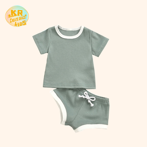 Grosir pakaian butik anak-anak kaus lengan pendek dan celana pendek pakaian bayi anak perempuan anak laki-laki setelan pakaian 2 potong - Product Image 5