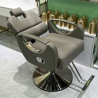 Nouvelle chaise de salon marron en métal électroplaqué pour la coupe et la coloration des cheveux, avec levage simple en cuir, inclinable à l'envers, pour barbier et SPA