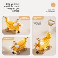 Voiture à bascule en plastique pour enfants avec musique et lumières - Rotation à 360 degrés - Quatre roues antidérapantes - Véhicule à glissière certifié CE EN71 CPC