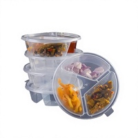 Boîte à sauce jetable à trois compartiments en PP de qualité alimentaire, anti-fuite, avec compartiment intégré pour condiments, modèle mini-gobelet pour emporter