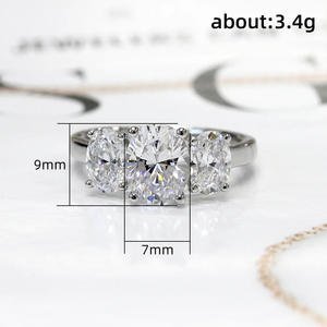 Anello con diamante taglio ovale F1610, colore G naturale, in oro bianco, anello di fidanzamento classico da donna - Product Image 5