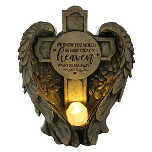<b>Angel</b> <b>Wings</b> Cross Resin <b>Candle</b> Holder Commemorative Plaque Home Decoration - Product Image 3
