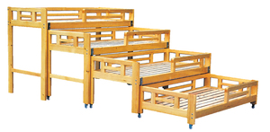 Cama de tres niños, cama de madera maciza para guardería, usado - Product Image 3