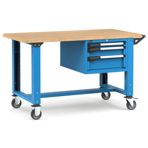 Établi réglable Fami Master 150cm en bleu avec roues et 3 tiroirs - Product Image 1