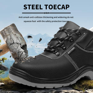建坤黑色安全工作鞋防水防穿刺抗冲击建筑/采矿用工业防护钢脚趾 - Product Image 2