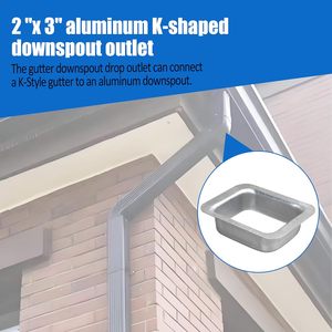 Factory Wholesale Aluminum 2x3 3x4 Easy to Installation Gutter <strong>Downspout</strong> <strong>Outlet</strong> for <strong>Downspout</strong> Rainwater Drainage - Product Image 4