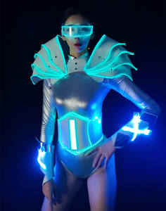 Tecnología luminosa disfraces bar fiesta hielo azul LED punk Cyber Dance Troupe bar Gogo fiesta de baile - Product Image 5