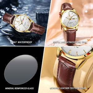 นาฬิกาควอตซ์แฟชั่นธุรกิจ Binbond 2238 สำหรับผู้หญิงและผู้ชาย ปฏิทินคู่ กันน้ำ สายหนัง นาฬิกาข้อมือคู่รัก - Product Image 5