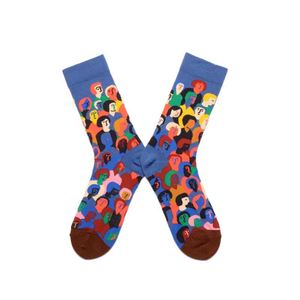 Chaussettes mi-longues personnalisées pour femmes Design original tête française dessin animé pointillé à carreaux coloré personnalisé <span class=keywords><strong>marque</strong></span> de mode - Product Image 4