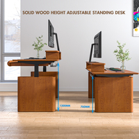 Bureau assis-debout modulaire à double moteur en bois massif résistant aux rayures, montage facile, hauteur réglable électriquement, ergonomique