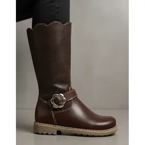 <b>Girls</b>' BARRY <b>BOOTS</b> ONDITAS CAFE Elegant Brown Express Leather Breathable Comfortable Wool Upper Korean Lace-Up <b>Snow</b> <b>Boots</b> Autumn - Product Image 3