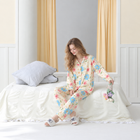 Ensemble de pyjama pour femmes en coton modal à imprimé floral magnifique, vêtements de détente ultra-confortables personnalisés