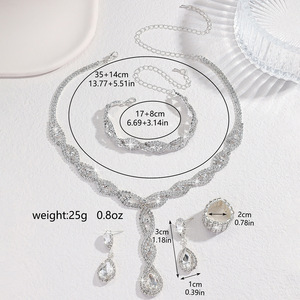 Elegante Juego de Joyería para Novia: Collar, Pendientes, Anillo y Brazalete, Accesorios de Boda al por Mayor para Mujer - Product Image 4