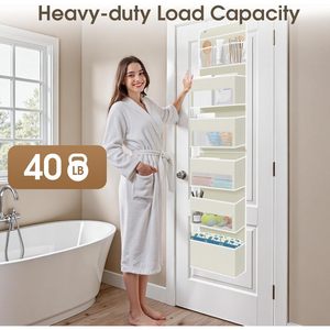 6 Tier Over The Door Organizer With Clear Window 40lb Capacity Hanging <b>Storage</b> <b>For</b> Bedroom Bathroom Closet <b>Kitchen</b> - Product Image 5