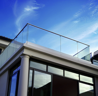 Rampe en verre en alliage d'aluminium avec fentes pour cartes internes/externes pour balcon de villa et main courante d'escalier, quincaillerie allemande ROTO