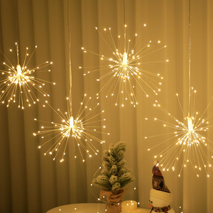 Lumières LED en forme d'étoile en fil de cuivre pour feux d'artifice, lumières suspendues à <span class=keywords><strong>piles</strong></span> <span class=keywords><strong>avec</strong></span> télécommande, lumières féériques étanches pour la maison, la terrasse, le jardin - Product Image 4