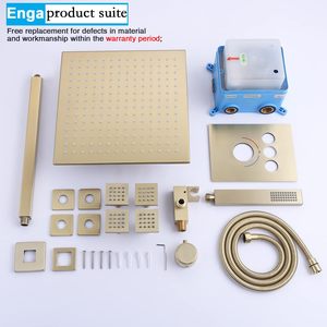 Enga 12 \ "Oro cepillado Termostático Techo Lluvia Cuerpo Chorros Sistema Acero inoxidable para uso en apartamentos Todas las funciones simultáneas - Product Image 4