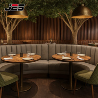 Ensemble de Mobilier de Restaurant Américain Moderne Personnalisé, Banquettes Rondes Vertes Capitonnées en Velours, Canapé de Cafétéria, Table et Chaises de Café