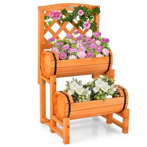 Vente chaude 2 niveaux autoportant en bois <span class=keywords><strong>lit</strong></span> surélevé planteur légumes affichage parterres de fleurs en bois jardinière extérieure - Product Image 1