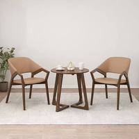 Fauteuil d'appoint moderne du milieu du siècle en bois avec structure en noyer et revêtement en similicuir beige pour salon, bureau ou hôtel