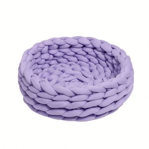 Cama para Gatos Tejida a Mano, Multicolor, Gruesa, Redonda, Cesta para Dormir, Cálida y Cómoda, para Mascotas de Interior - Product Image 4