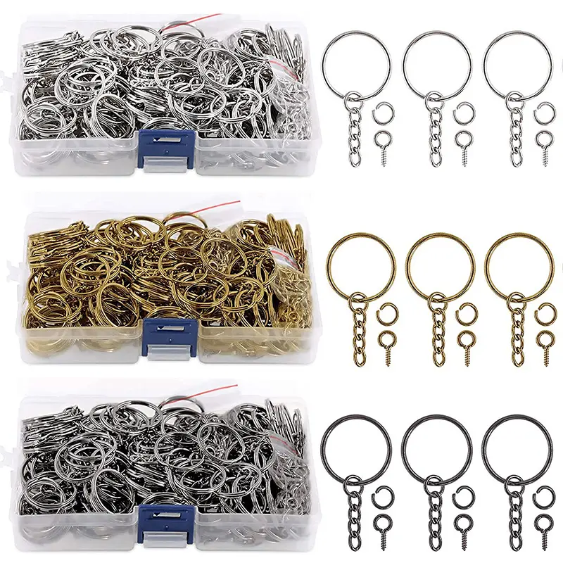 Accessories Key Chain Rings Kit Jump Ring Screw Eye Pins Bulk Jewelry Findings Making DIY Epoxy Resin Key Chain Key Ring