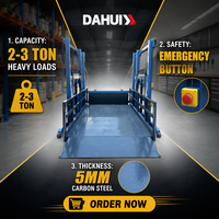 Plateforme de chargement mobile hydraulique portable, capacité de charge 2-3T, rampe de quai pour le chargement et le déchargement de conteneurs et de camions