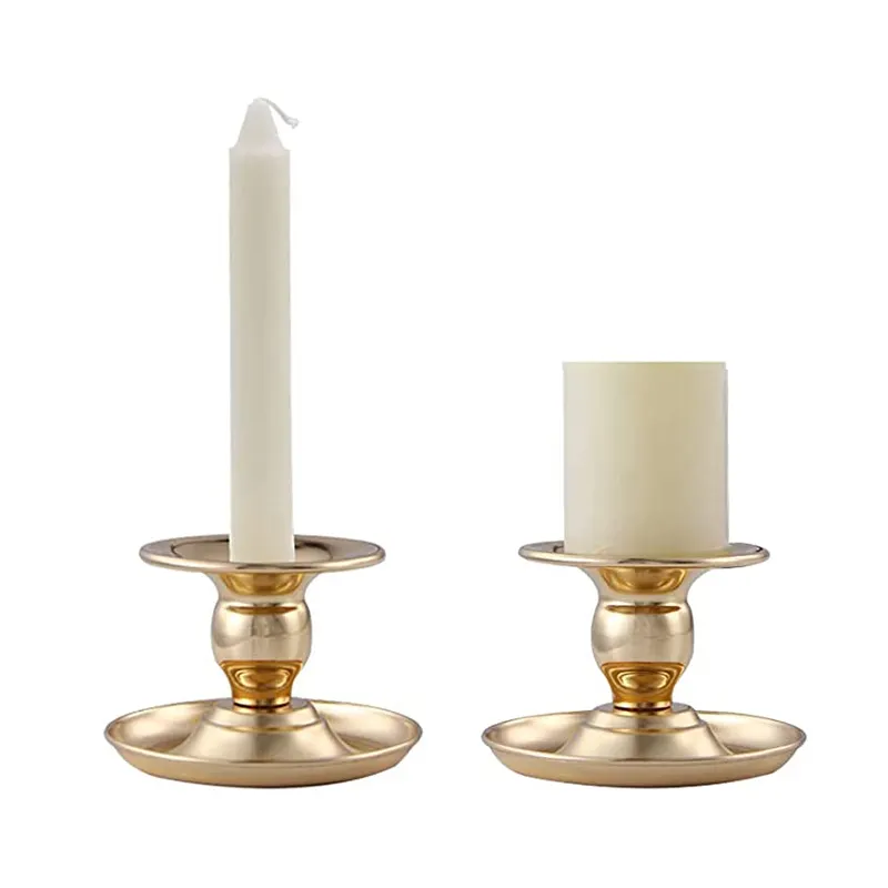 Conjunto de 2 suporte de vela de ferro dourado, decoração moderna vintage, castiçal de casamento