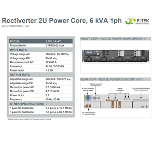 <span class=keywords><strong>Eltek</strong></span> 4.8KW potenza AC DC Rectiverter 2U Power Core 6kVA 1ph con Smartpack R controller (parte n. CTOR0402.1xxx) rack raddrizzatore - Product Image 5