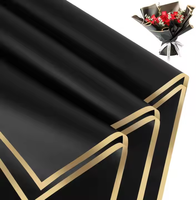 Papier d'emballage pour fleurs en gros, impression en gravure unilatérale, bords dorés, imperméable, bouquet de fleurs, emballage cadeau pour mariages
