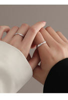 Bague de couple en argent sterling S925 avec zircon, sertissage clos, baguette conique, motif étoile de mer, cadeau de luxe léger pour la Saint-Valentin