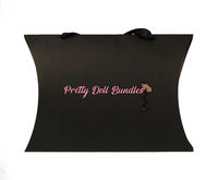 Boîte en papier artistique en forme d'oreiller, pelliculage mat, impression de logo personnalisé, emballage élégant pour extensions de cheveux tissées, avec ruban