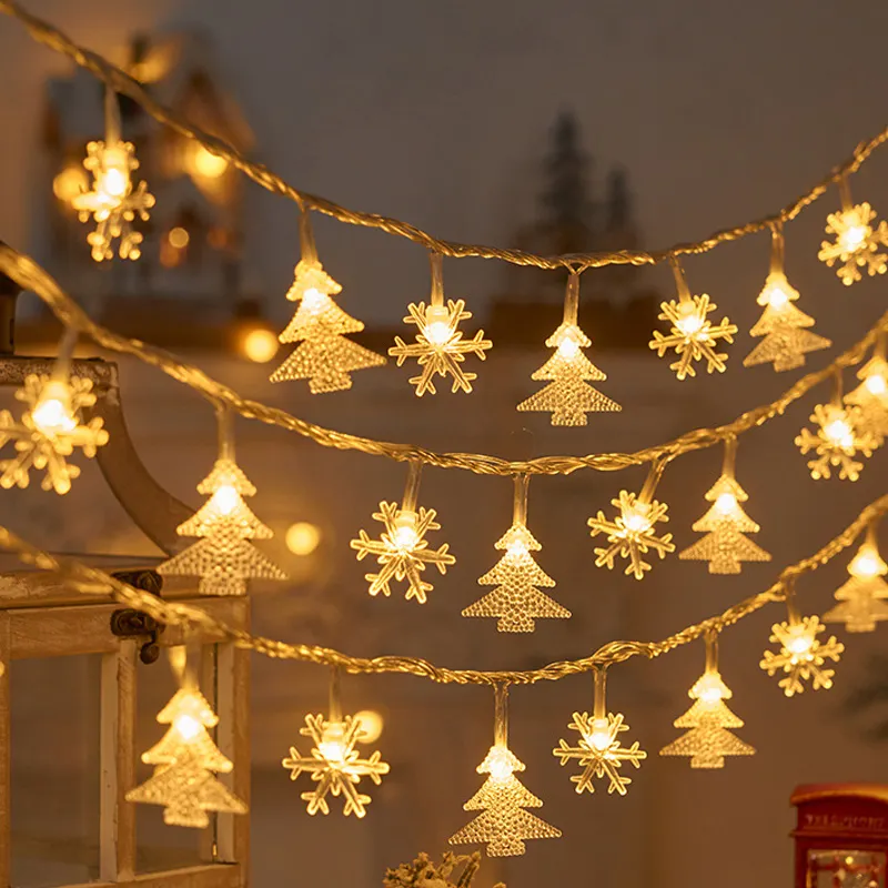 Howlighting lễ hội kỳ nghỉ bông tuyết Cây giáng sinh đèn chuỗi dẫn ánh sáng giáng sinh