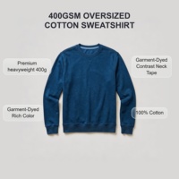 Sudadera Oversize de Algodón Refinado de 400 g/m² con Logotipo Personalizado, Sudadera Lisa al por Mayor con Lavado Vintage