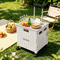 Chariot utilitaire pliable en PP à roues, robuste et durable, capacité 45/65L, pour cuisine, aliments, ferme, récolte, épicerie, marché, courses