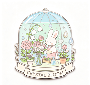 Bonito Pin de Conejo Floral con Cúpula de Cristal, Artesanía de Metal Esmaltado, Insignia Decorativa, Regalo - Product Image 4