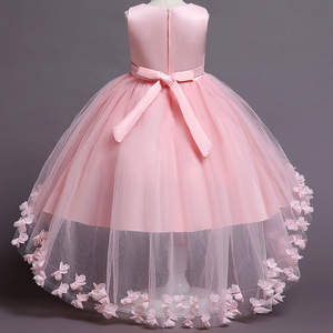 Adolescentes été brodé arc élégant <span class=keywords><strong>net</strong></span> gaze gonflé robe de mariée costume de scène robe de bal fille vêtements en gros - Product Image 4