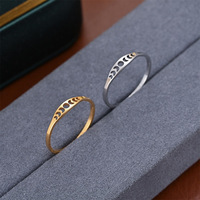 Kadınlar için Ay Evreleri Kesim Yüzük, 4mm, Altın Kaplama Pirinç Minimalist Kore Tarzı, Beyaz Altın ve Altın