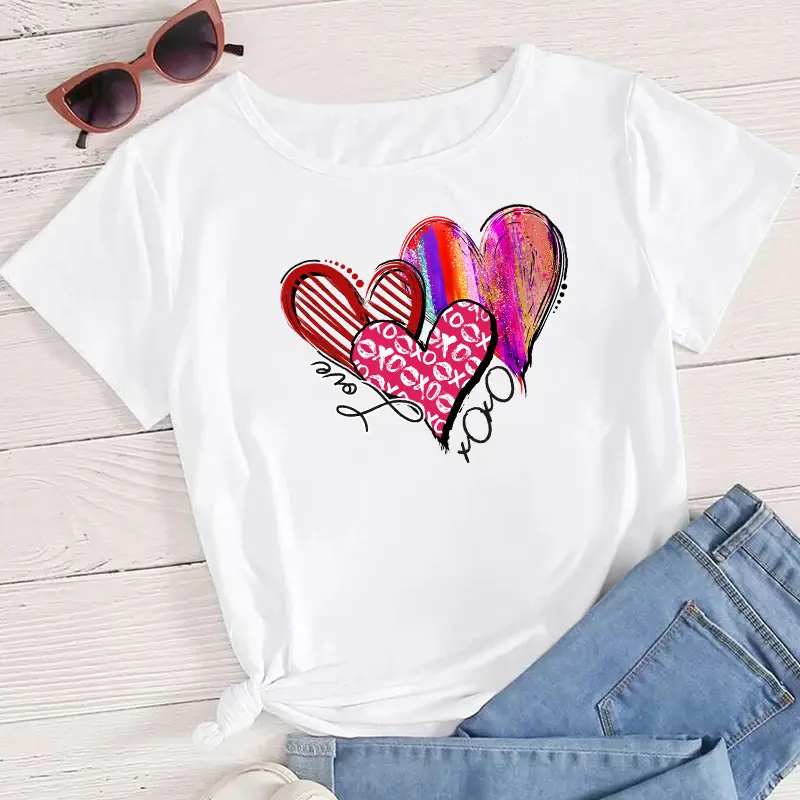 Caadhy Wholesale Valentine's Day Vinyl Heat Press Transfer Designs Screen Print Transfers Plastisol Heat Transfers For T-shirt