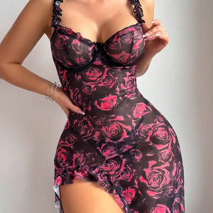 Factory Price Ulral-thin See-through Long Dress Lingerie <b>Set</b> New Arrival Luxury Women's Two-Piece <b>Set</b> <b>Bra</b> <b>Set</b> - Product Image 2