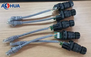 Aohua Ip67 Waterdicht Paneel Type Ethernet Rj45 Connector Met Kabel
