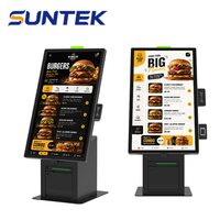 Kiosque de paiement en libre-service sur comptoir 21,5 pouces SUNTEK SK1, machine de commande de restauration rapide, lecteur d'empreintes digitales NFC, imprimante thermique, SDK