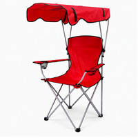 Chaise de camping pliable portable avec auvent pare-soleil et porte-gobelet, en tissu Oxford 600D, pour la plage, la pêche et les activités de plein air
