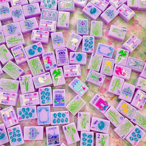 Tuiles <span class=keywords><strong>de</strong></span> Mahjong en Acrylique Violet Pastel <span class=keywords><strong>de</strong></span> Luxe Moderne - Ensemble <span class=keywords><strong>de</strong></span> Mahjong Américain Portable Personnalisé avec <span class=keywords><strong>Tour</strong></span> Eiffel et Art Floral - Product Image 4