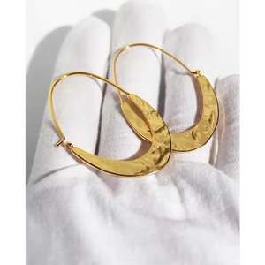 Boucles d'oreilles créoles dorées pour femmes, tendance, simples, épaisses et imposantes, bijoux d'été - Product Image 2