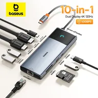   Hub USB 4K 60Hz, adaptateur double HDMI, séparateur 10 en 1, RJ45, USB 3.1 PD 100W, Hub Type C pour MacBook Pro Air